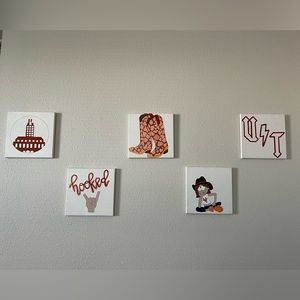 Set of 5 UT Longhorn hand-painted canvases (or individuals)
